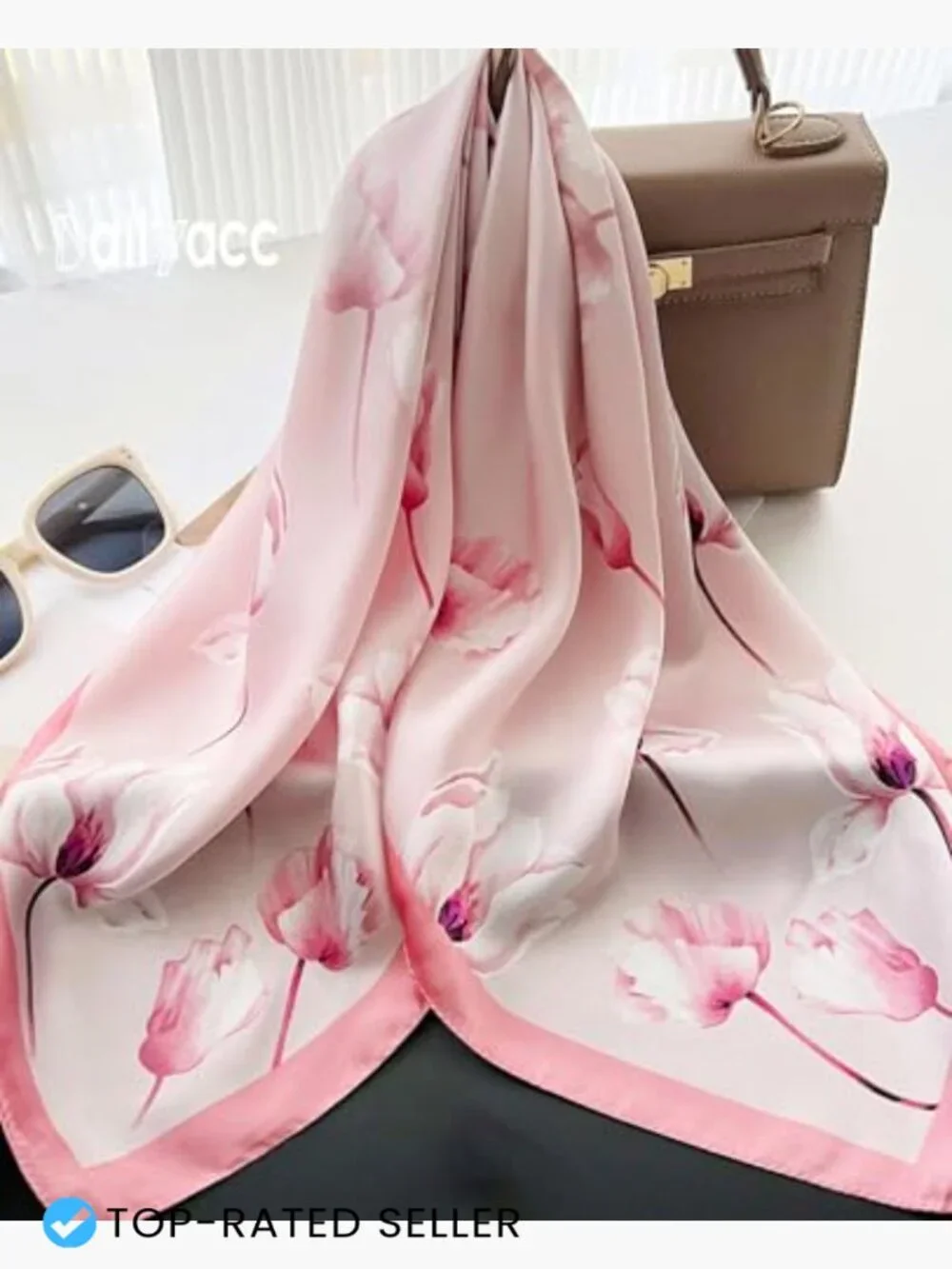 Lightweight Fashion Silk Satin Head Scarf Y2K Chic Neck Scarf Handbag Accessory